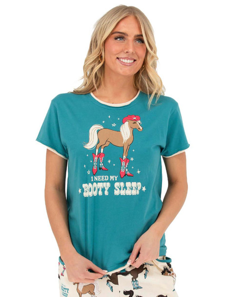  Booty Sleep Blue Women's Regular Fit Horse PJ Tee 
