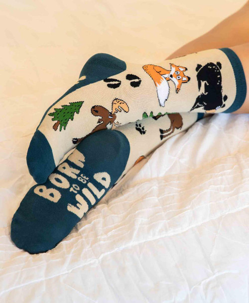 Born Wild Dark Blue Crew Sock Born Wild Dark Blue Crew Sock