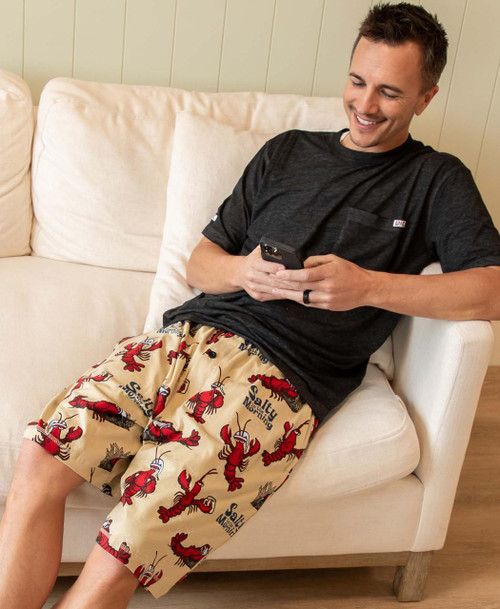  Salty in the Morning Lobster Men's Pajama Shorts 