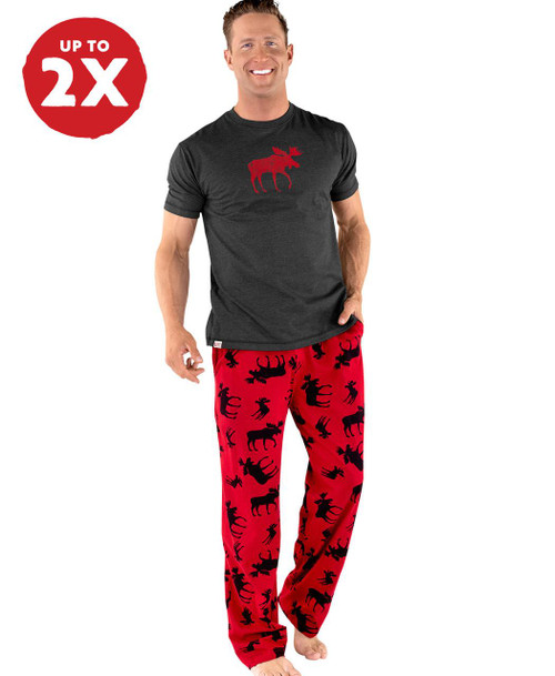  Red Classic Moose Men's PJ Set 