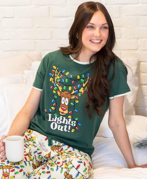  Lights Out Green Women's Regular Fit PJ Tee 