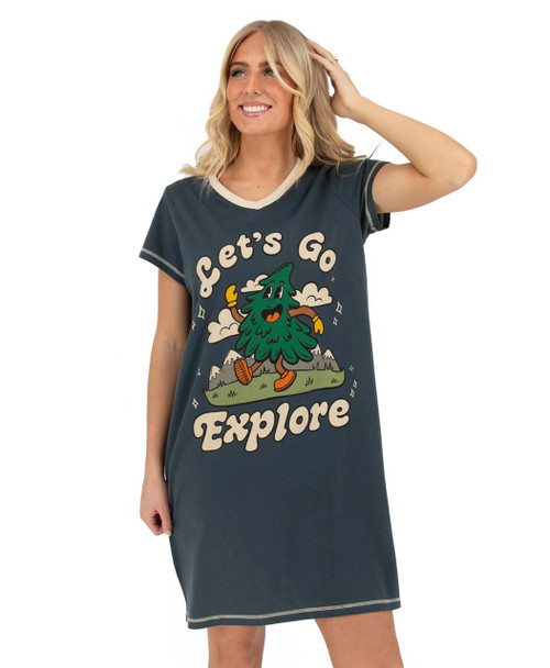  Let's Go Explore Women's V-neck Nightshirt 