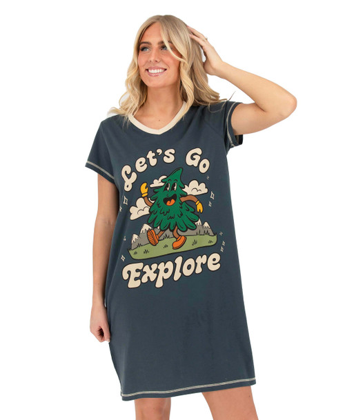 Let's Go Explore Women's V-neck Nightshirt