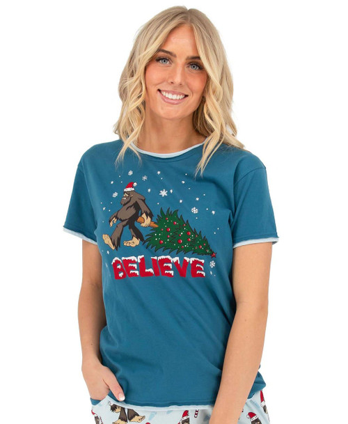  Christmas Bigfoot Women's Regular Fit PJ Tee 