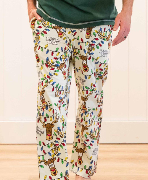  Lights Out Men's Green Reindeer PJ Pants 