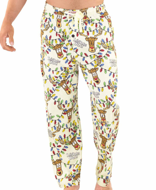  Lights Out Men's Green Reindeer PJ Pants 