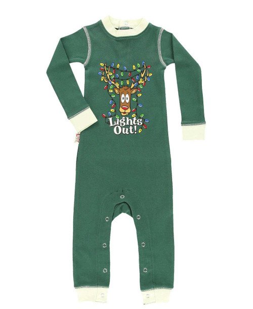  Lights Out Green Reindeer Infant Union Suit 