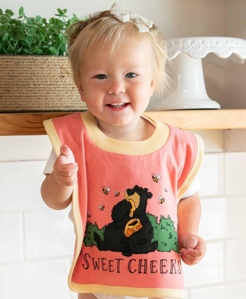  Sweet Cheeks Bear  Pink Infant Bib 