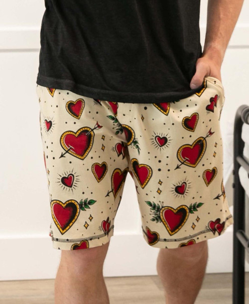  Tattoo Hearts Men's Pajamas Shorts 