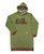 Green Yellowstone LazyOne sleep hoodie lined with evergreen pattern cotton fabric shown in front view flat lay on a white background