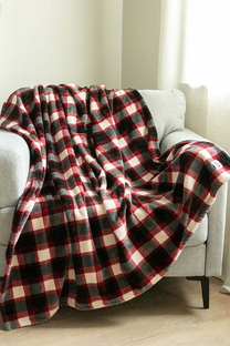 fleece throw blanket draped over a chair