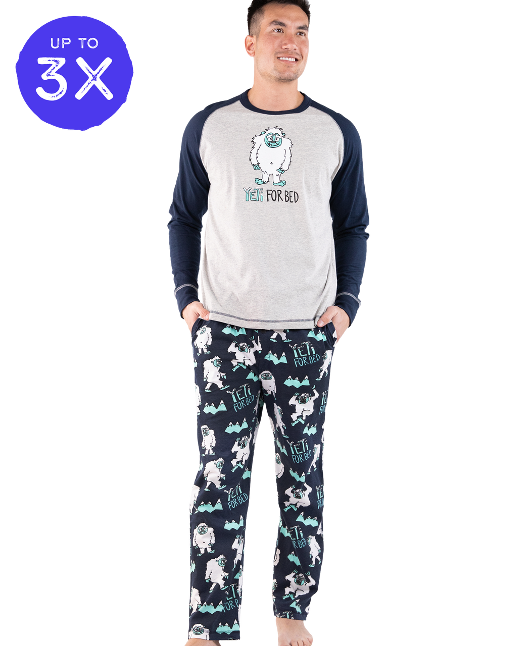 Yeti For Bed Men's Long Sleeve Pajama Set
