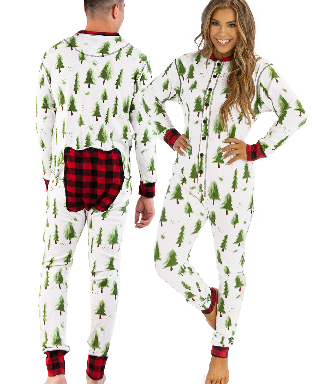 Evergreen Plaid Adult Onesie Flapjack