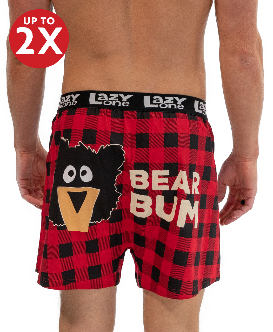 LazyOne - Men's Funny Boxer Bear Bum Plaid