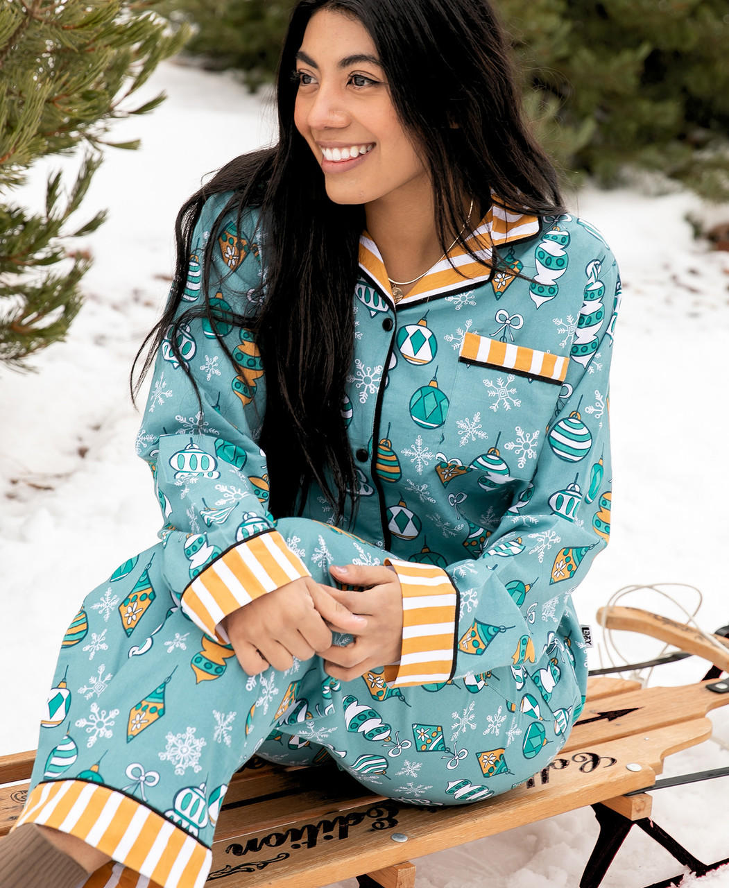 Funky Moose Women's Button Down Pajama Set