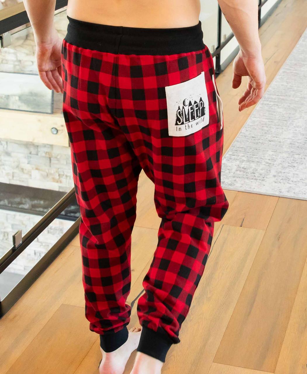 Plaid Pajama Pants Buffalo Plaid Mens Joggers NWT Old Navy Black