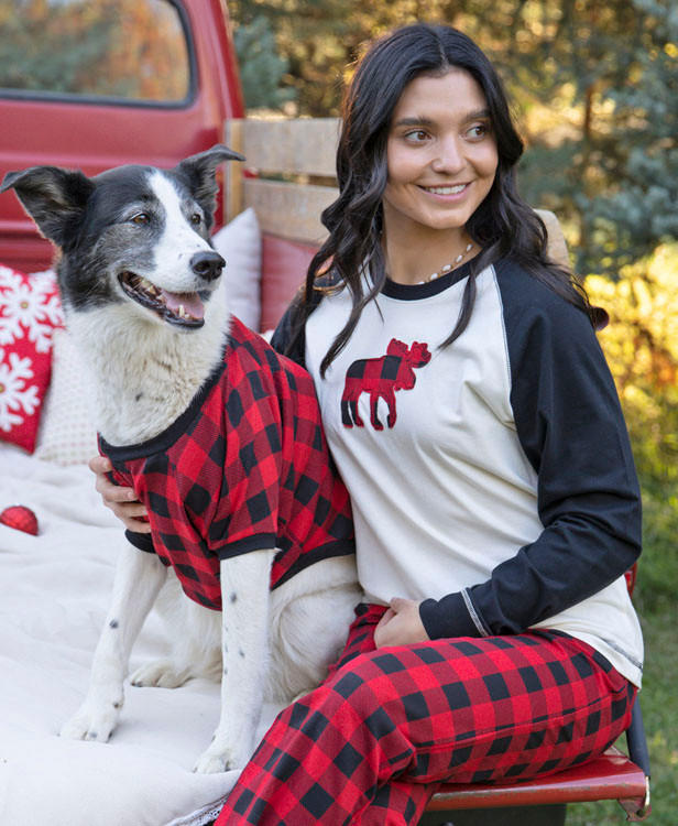  Plaid Moose Lumberjack Red Black Women's Pajama Set Long  Sleeve Sleepwear Button Down Loungewear Pjs Set S : Sports & Outdoors