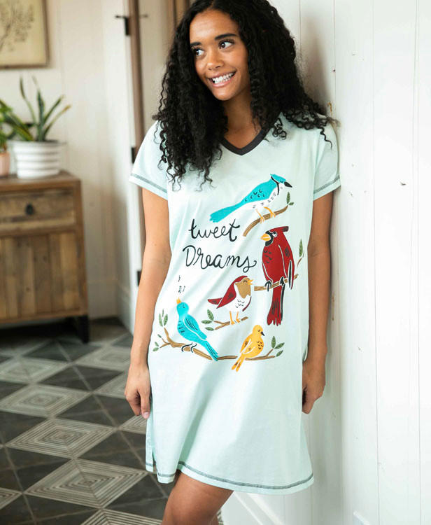 Tweet Dreams Nightshirt V-neck Bird Women\'s