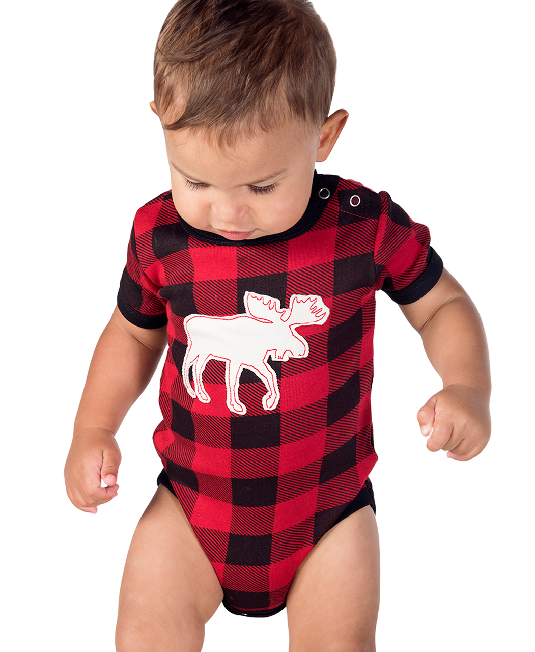  Plaid Moose Lumberjack Red Black Unisex Pajamas Set