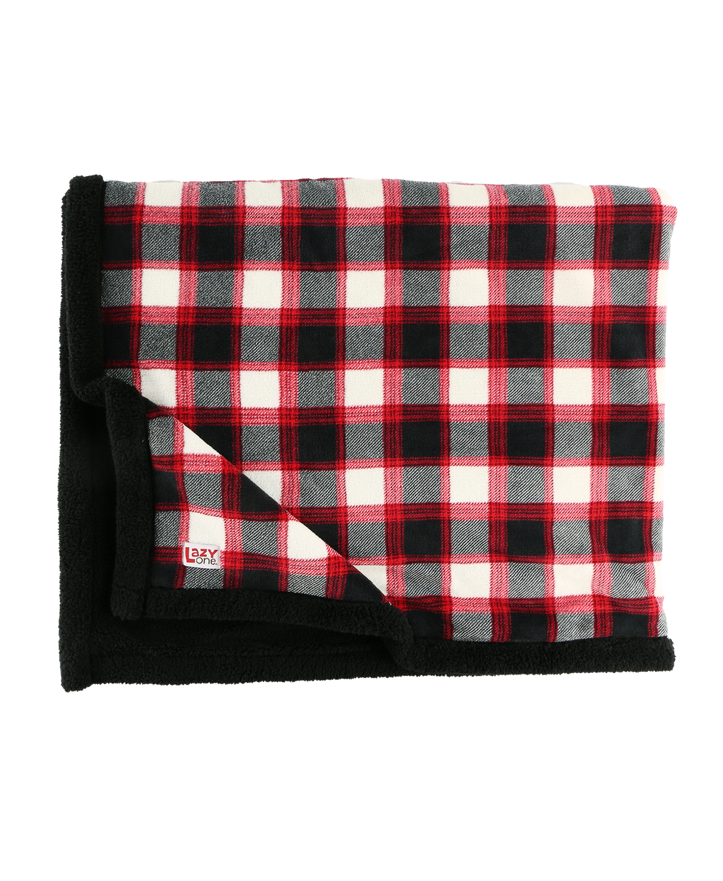 Black Plaid Sherpa Throw Blanket