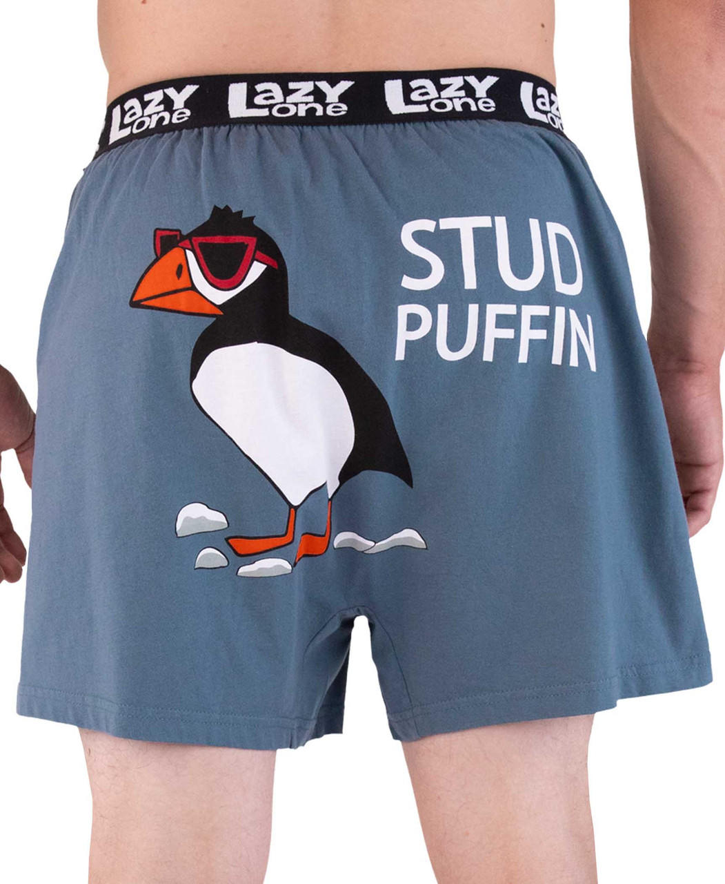 LazyOne Funny Animal Boxers, Green Stud Puffin, Humorous Underwear