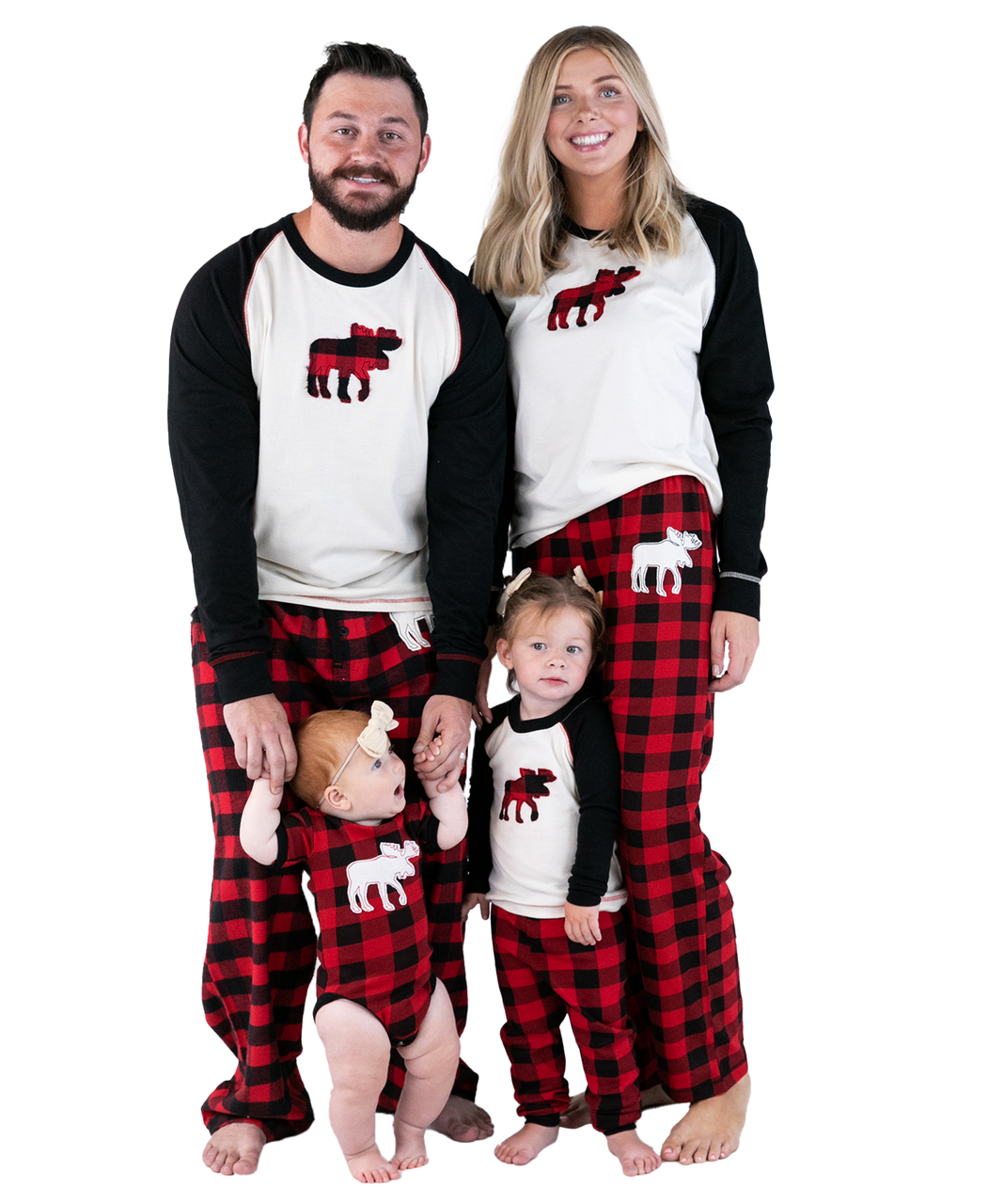  Plaid Moose Lumberjack Red Black Unisex Pajamas Set