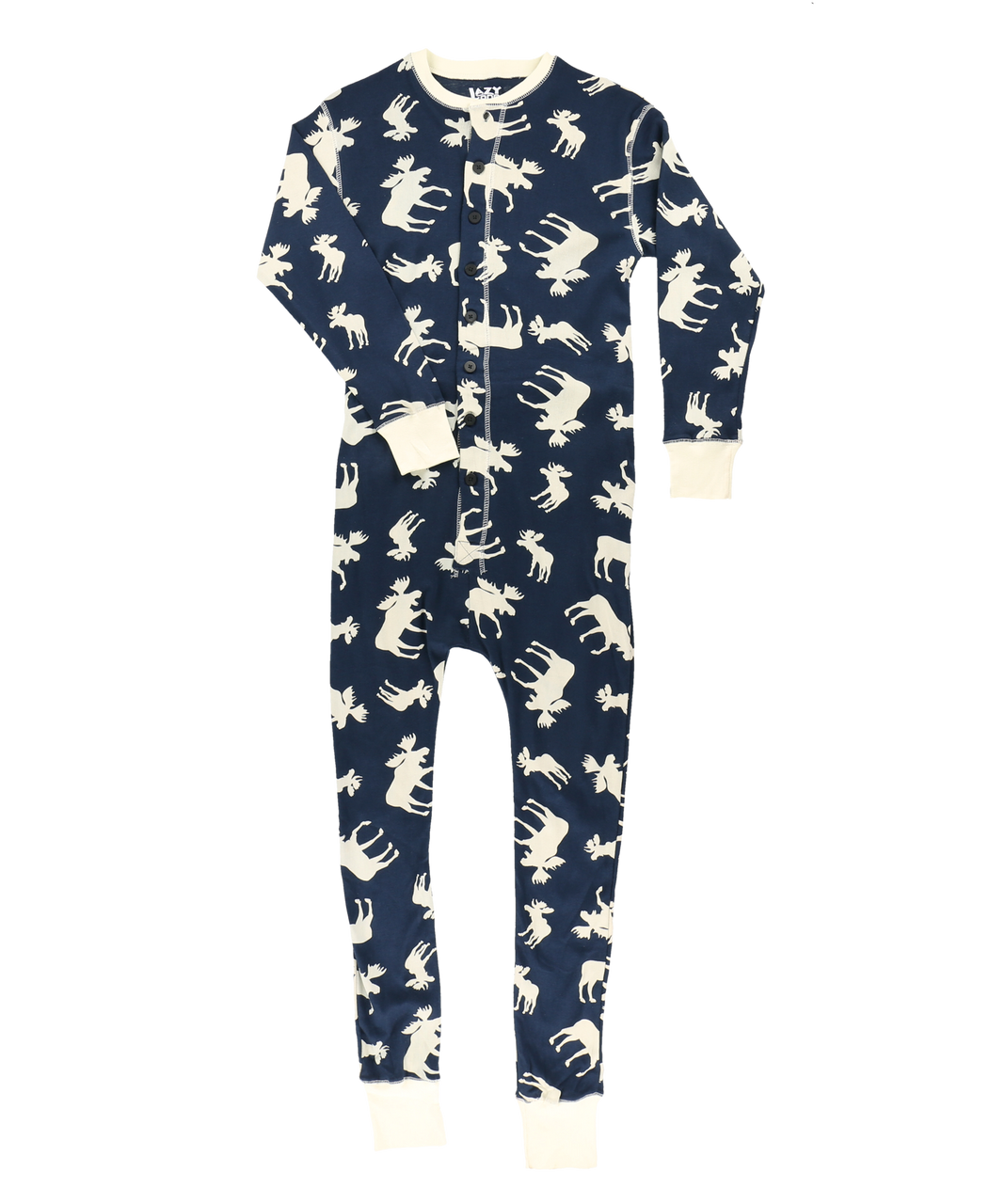 Blue Boys 1-Piece Moose Print Footless Pyjama