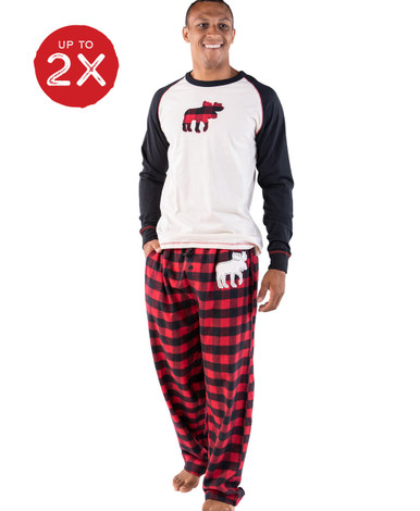 Moose Plaid Women's Regular Fit Long Sleeve PJ Set