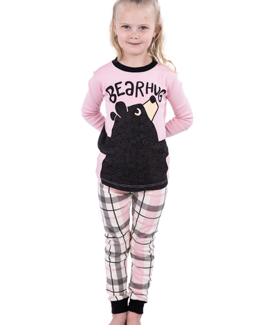 Bear Hug Kid's Long Sleeve Pink PJ's