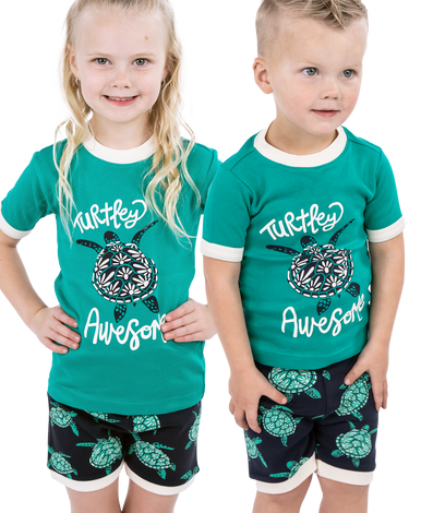  Kids personalized turtle pajama childrens green turtle clothing  set karate turtle with custom text (XL 6/7) : Handmade Products