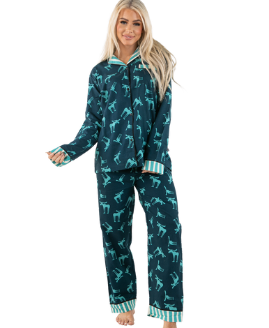 Funky Moose Women's Button Down Pajama Set