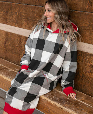 Black & White Plaid Sleep Hoodie