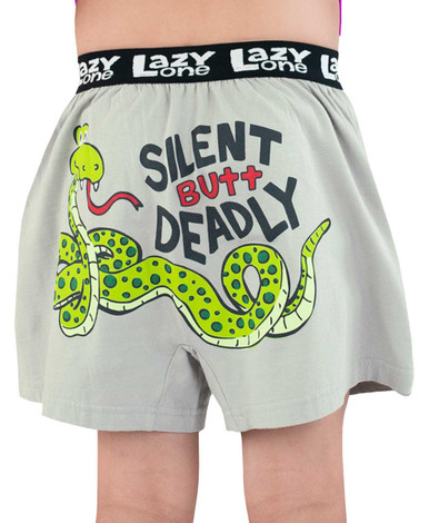 Silent Butt Deadly Snake Grey Kid Boxer