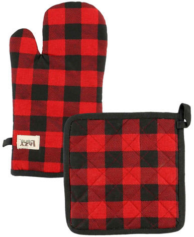Leslie Hunting Tartan Crest Oven Mitt And Pot Holder (2 Oven Mitts + 1 Pot Holder)