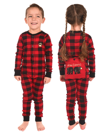 Bear Cheeks Kid Plaid Onesie Flapjack