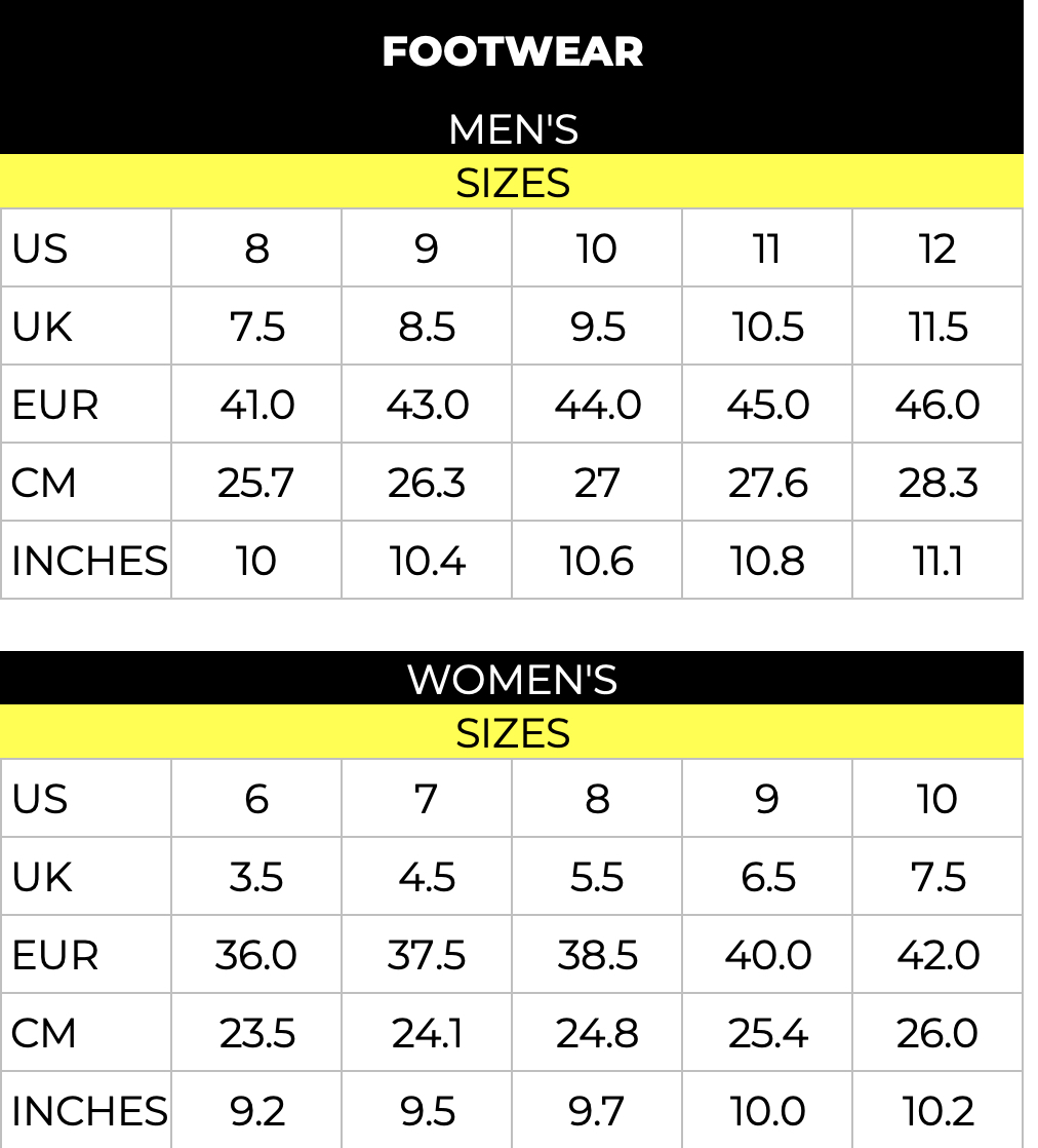 Men/Women Size Chart Custom Tab Content