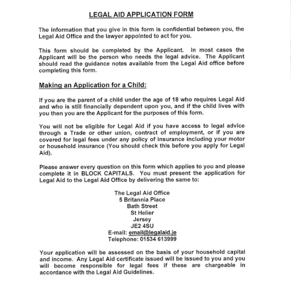 Legal aid form