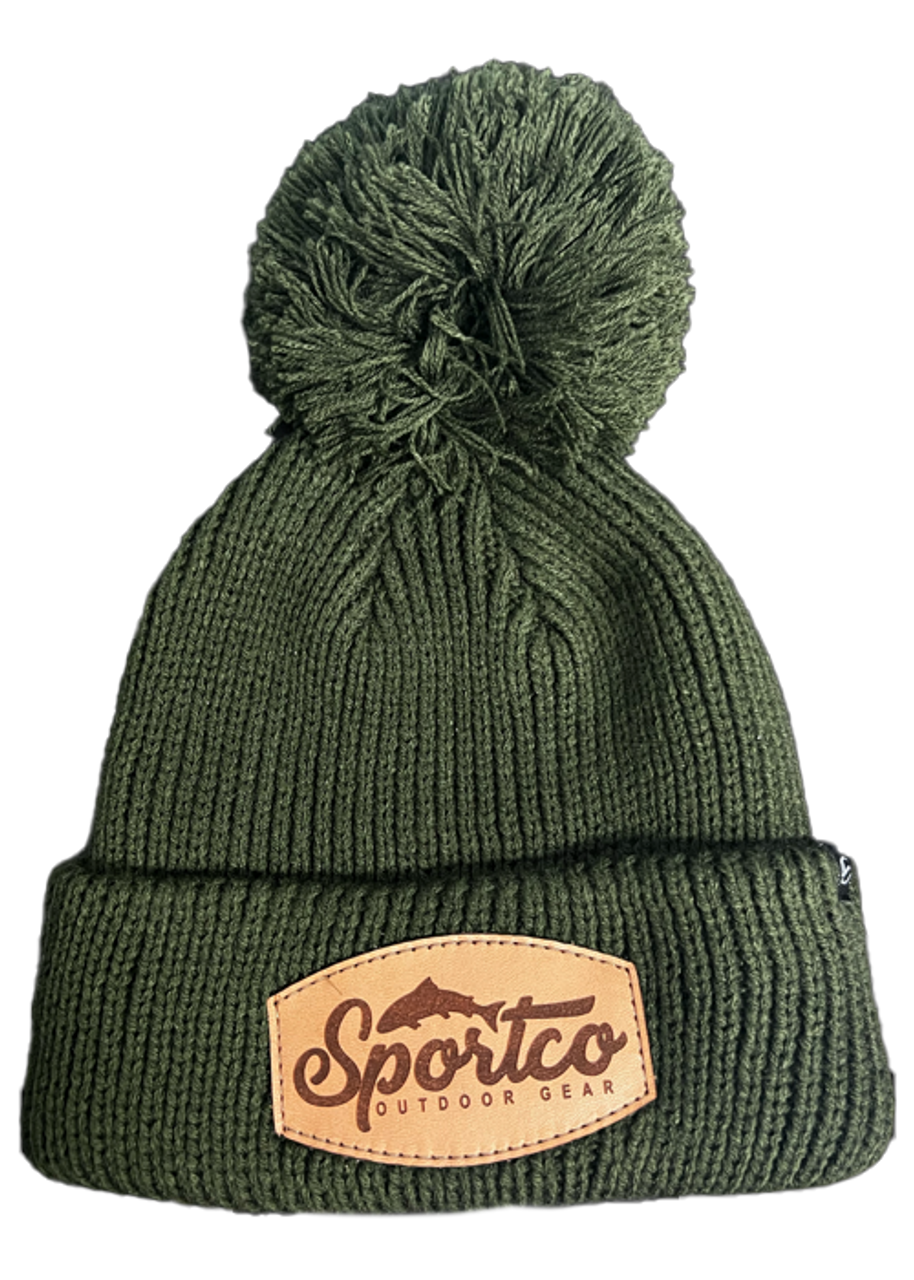 Sportco Leather Emblem Pom-Pom Beanie