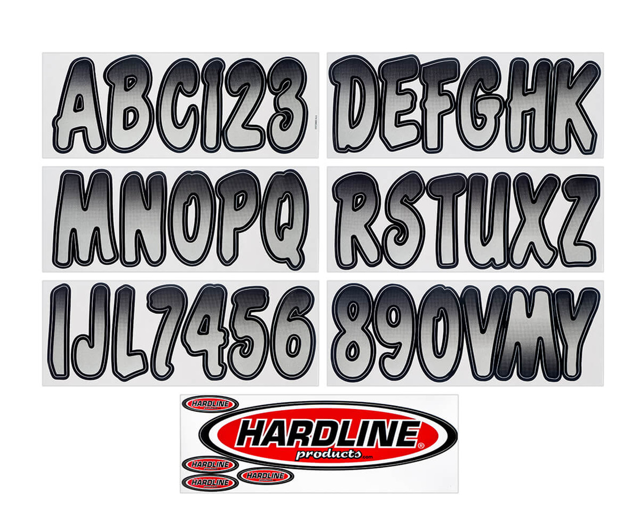 Hardline Silver/Black 3" Boat Lettering Registration Kit