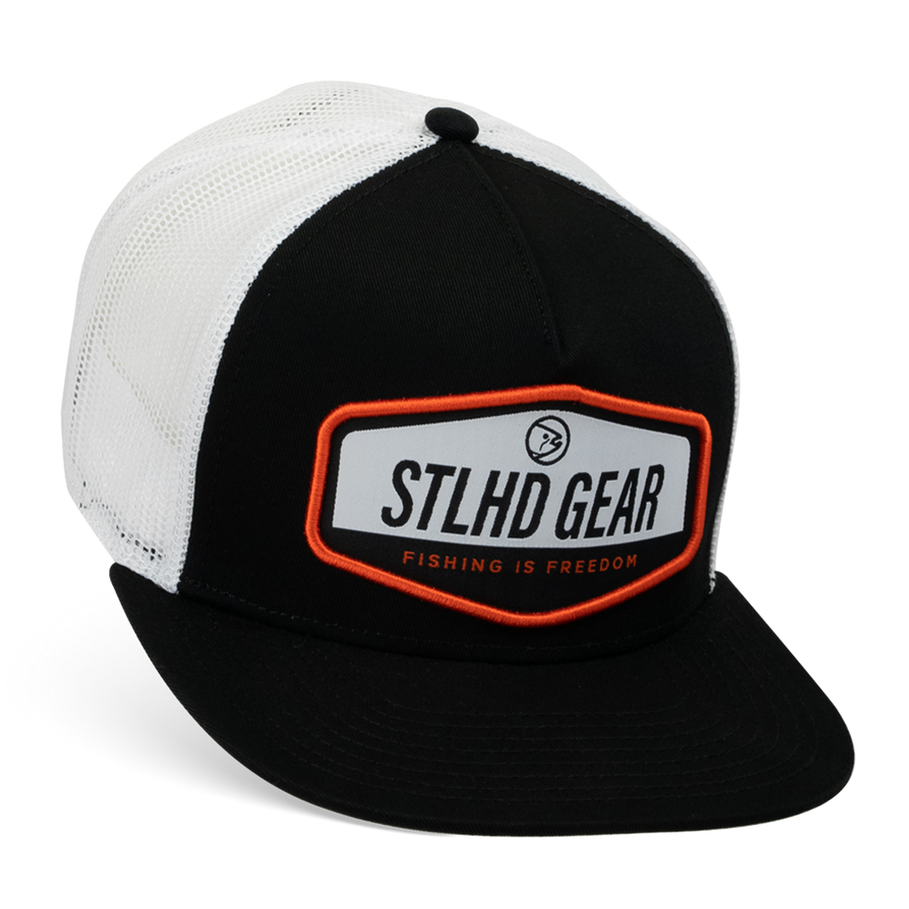 STLHD White Water Flat Bill Trucker Hat Black/White