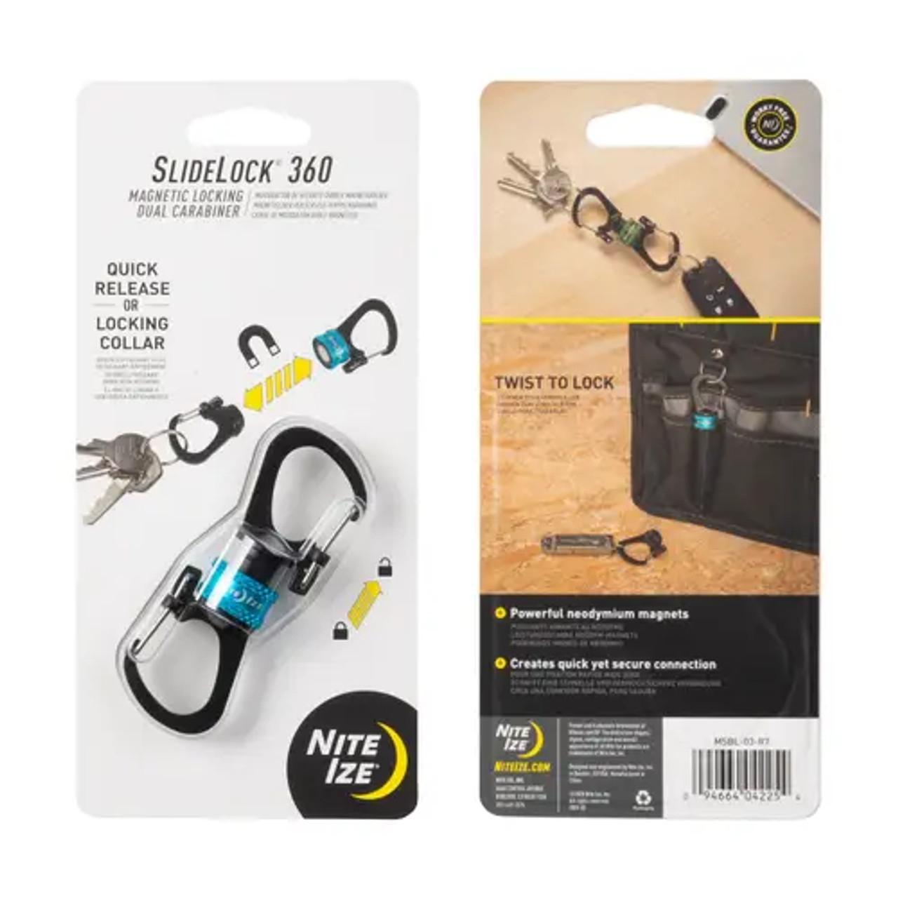 Nite Ize SlideLock 360 Magnetic Locking Dual Carabiner - Blue