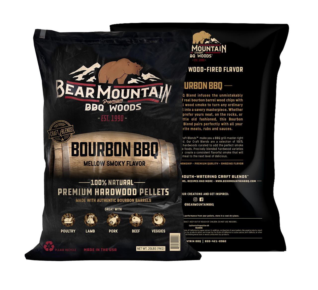 Bear Mountain Pellets Bourbon BBQ 20lb