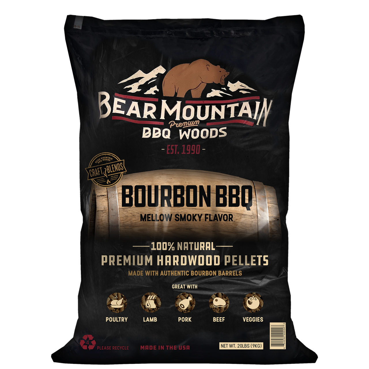 Bear Mountain Pellets Bourbon BBQ 20lb