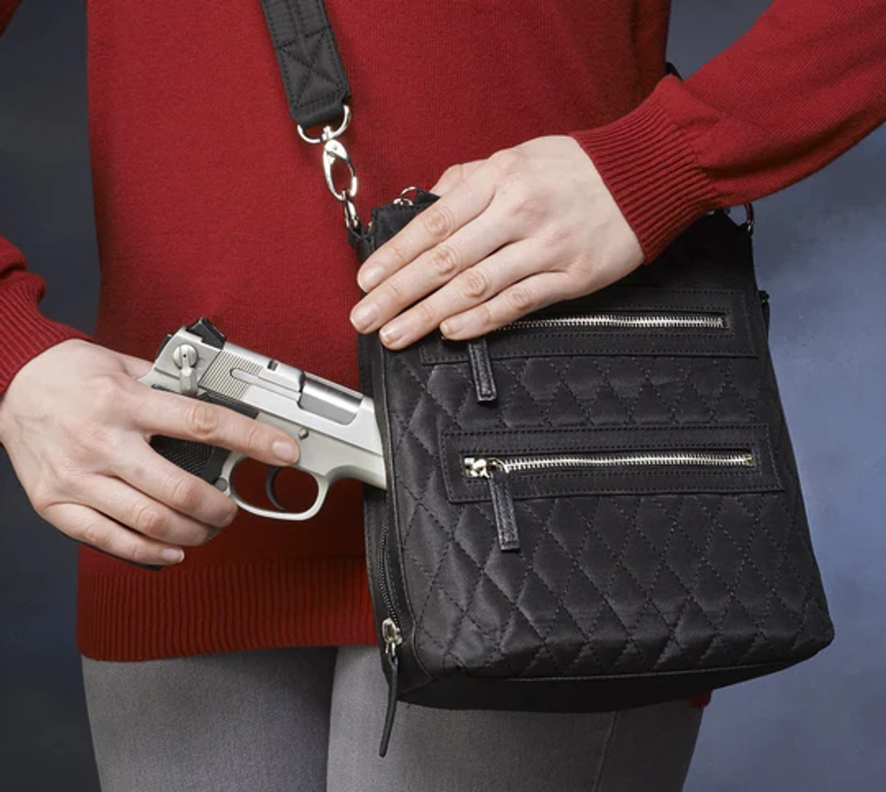GTM Quilted Microfiber Cross Body Flat Sac