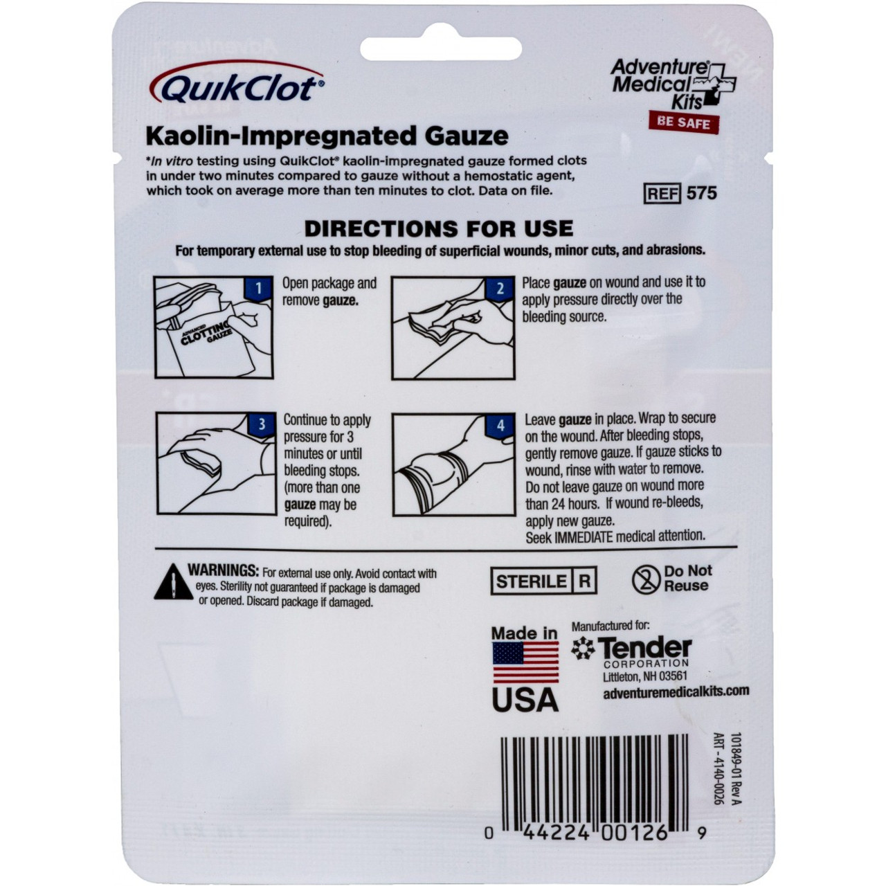 Adventure Medical QuikClot Gauze 3" x 4'