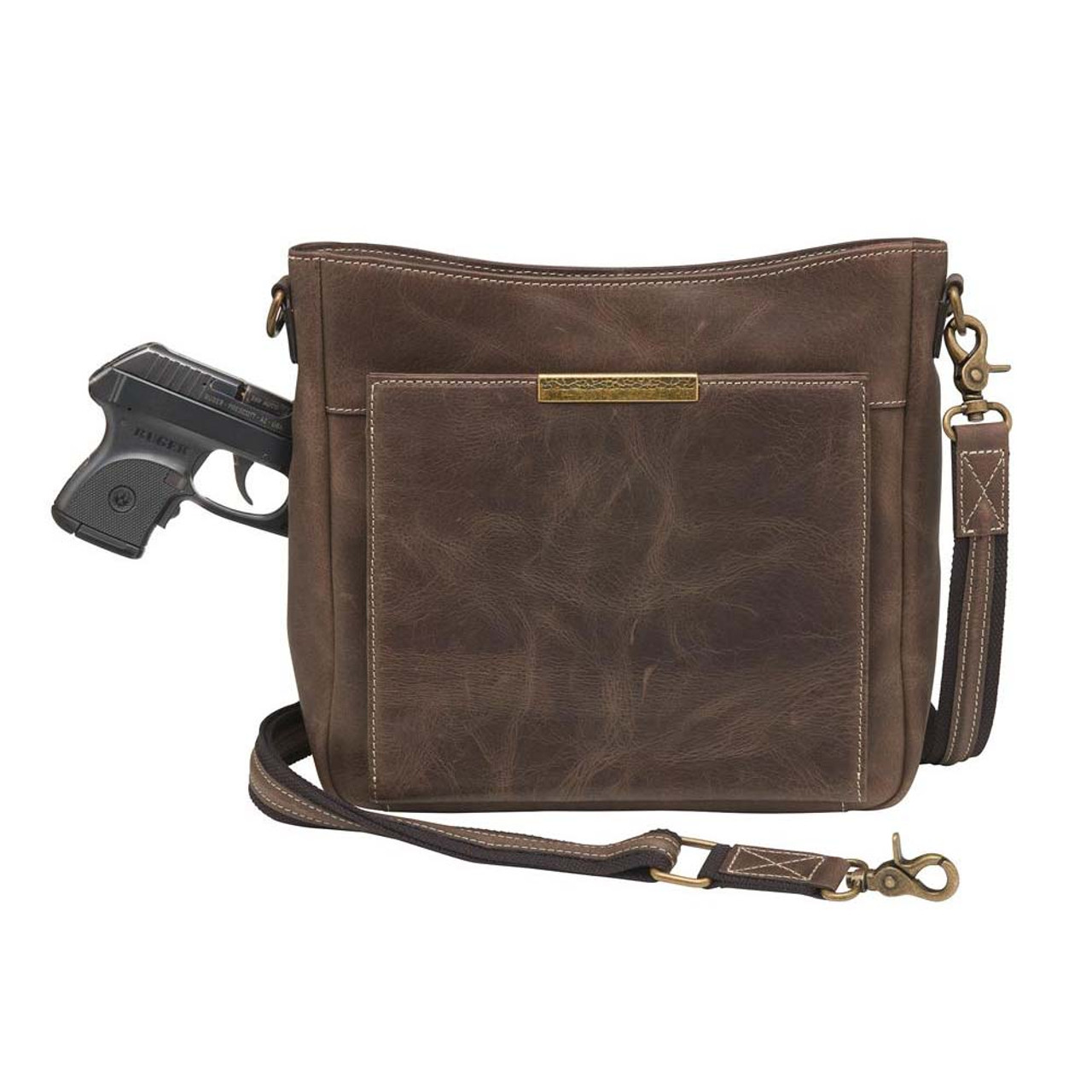 GTM Distressed Leather Slim X-Body Conceal Carry Purse