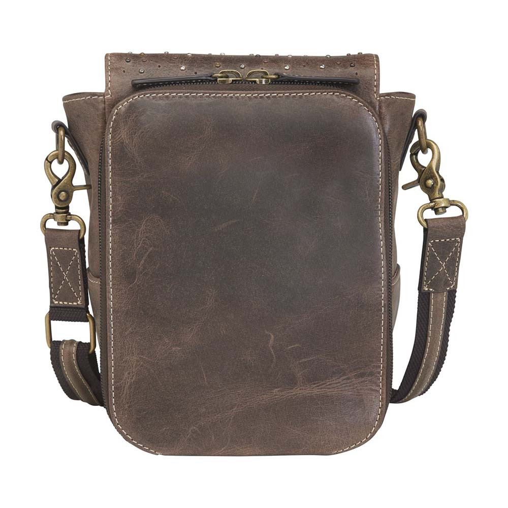 GTM Distressed Leather Conceal Carry Cross Body Satchel