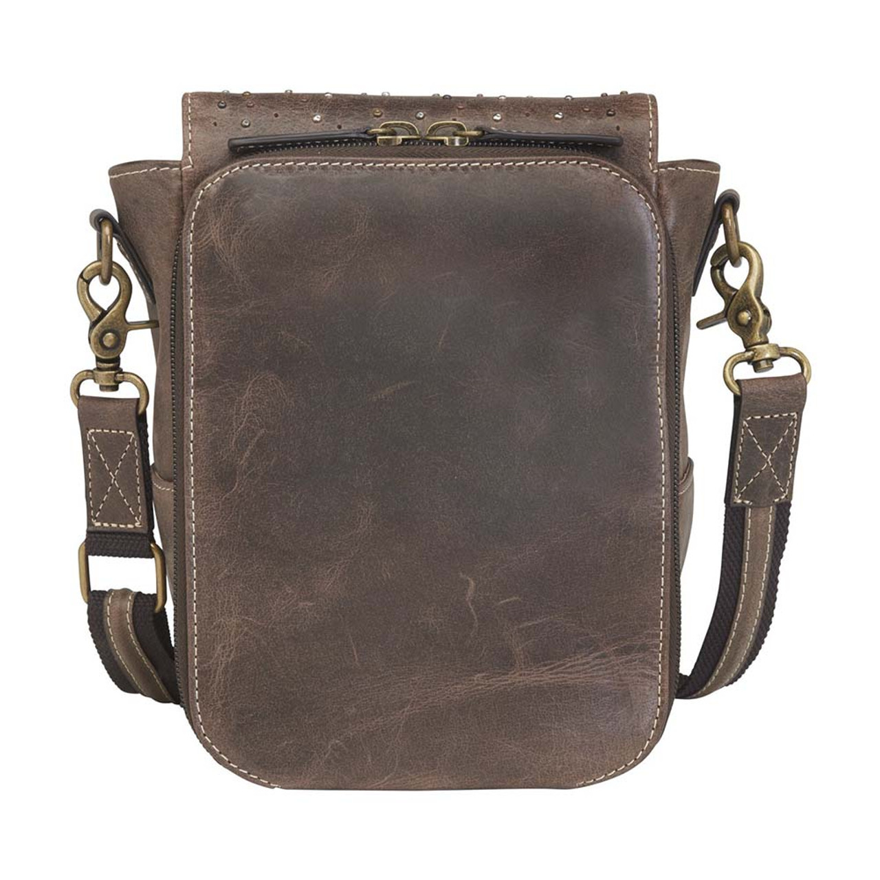 GTM Distressed Leather Conceal Carry Cross Body Satchel