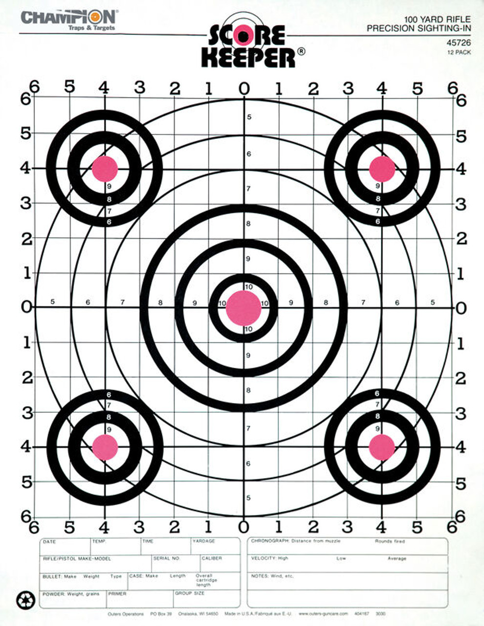 Champion Score Keeper Orange & White Bull Targets