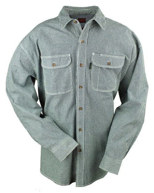 FiveBrother Hickory Stripe Flex Logger Button Shirt